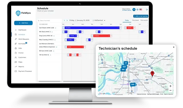FieldSync Field services technician scheduling software