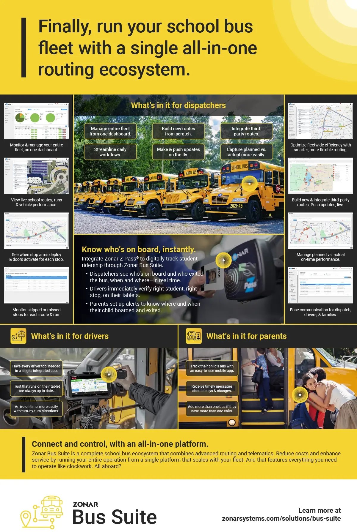 School bus fleet all-in-one routing ecosystem